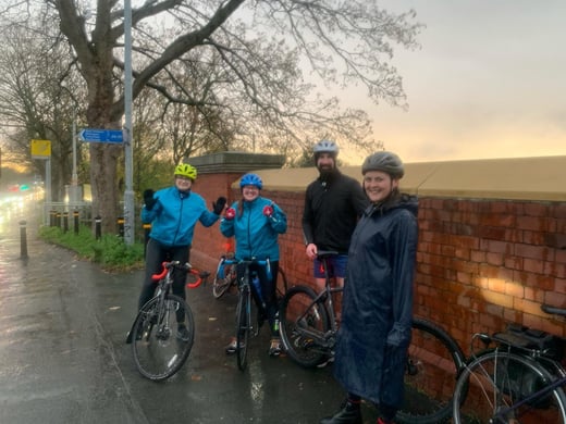 A super wet ride to Wilmslow led by Bex
